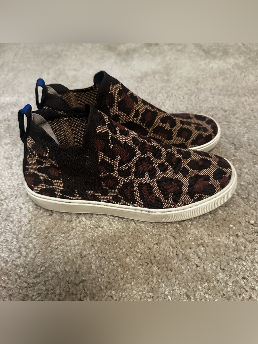 Rothy's Women’s 8 The Chelsea Leopard Wildcat Knit Hi Top Sneaker Boot Shoes - Picture 2 of 9
